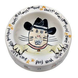 VINTAGE - Out Of Nowhere 1995 - Cat Food Bowl Dish - 3D Ceramic by Genie Intl.